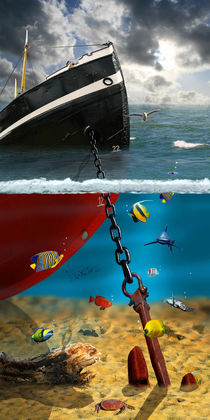 Der Schiffsuntergang mit Blick in die Tiefe by Monika Juengling