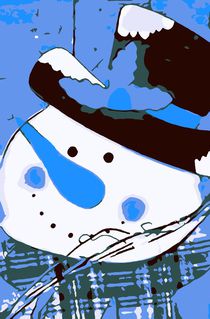 drawing snowman blue nose and blue background by timla