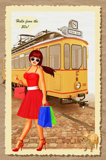 Straßenbahn aus den 50er Jahren mit Pin Up Girl by Monika Juengling