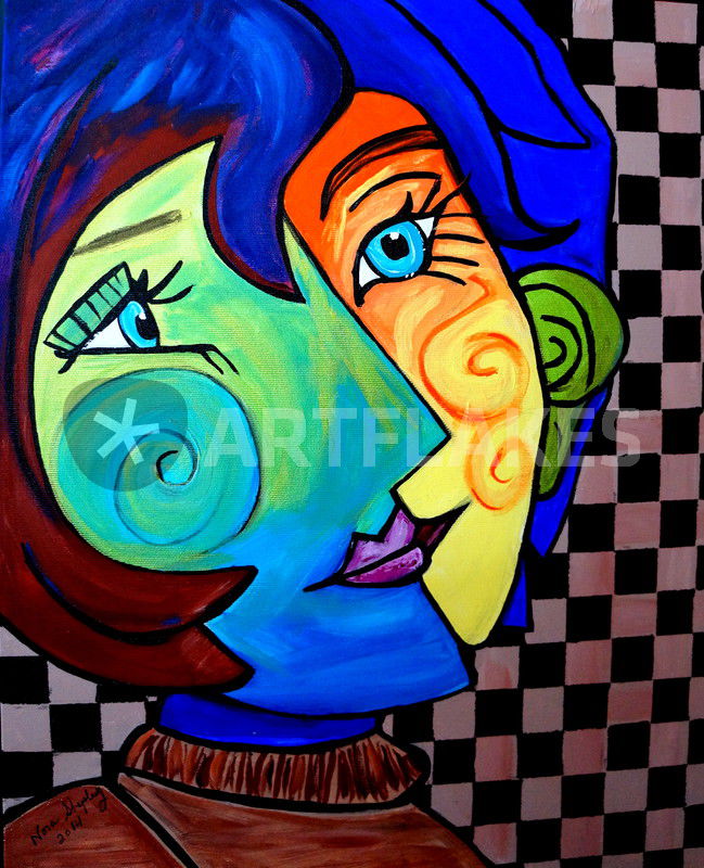 TWO FACES" Painting art prints and posters by Nora Shepley - ARTFLAKES.COM