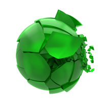 broken cracked green glass ball by Siarhei Fedarenka