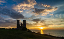 Sunset - Reculver Towers #2 by Kevin Grimshaw