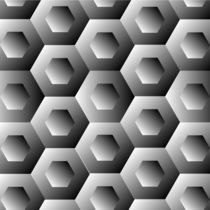 Op Art Hexagon in white and grey colors  by Shawlin I