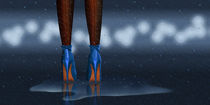 High heels in the rain Nr. 2 in blue by Monika Juengling