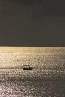 lonely fisherboat and golden reflections von anando arnold