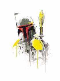 Boba fett watercolor style art print by Goldenplanet Prints