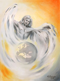 Schutzengel Weltfrieden - Erdenengel handgemalte Engelkunst von Marita Zacharias