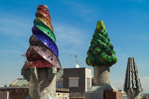 Chimneys of Palau Guell in Barcelona by stephiii