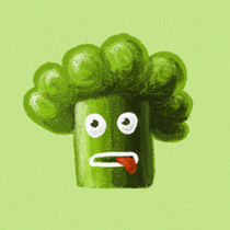Funny Cartoon Broccoli by Boriana Giormova