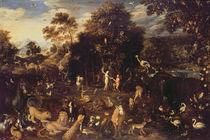 The Garden of Eden with Adam and Eve von Isaak van Oosten
