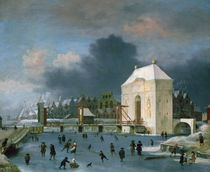 Town gate at Leiden by Anthonie Beerstraten