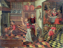 Interior of the Kitchen, the Supper at Emmaus by Flemish School