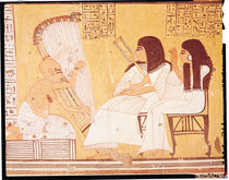 The deceased and his wife listening to a blind harpist von Egyptian 20th Dynasty