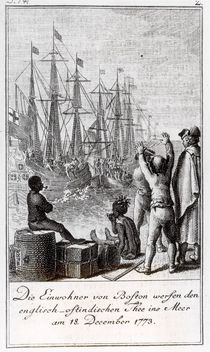 The Inhabitants of Boston Throw English-East Indian Tea in the Sea by German School