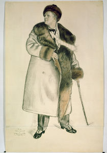Portrait of the Opera Singer Feodor Ivanovich Chaliapin 1920-21 von Boris Mihajlovic Kustodiev