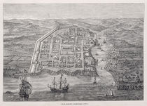 Old Santo Domingo City at the time of Drake's expedition by English School