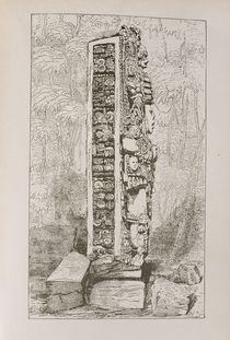 Representation of Mayan Hieroglyphics on a Stele by English School