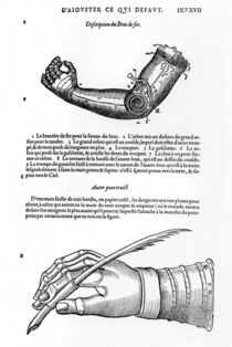 Description of a mechanical iron arm and hand by French School