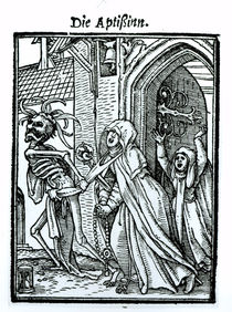 Death and the Abbotess, from 'The Dance of Death' by Hans Holbein the Younger