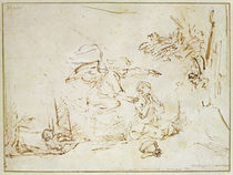 The Angel Appears to Hagar and Ishmael in the Wilderness by Rembrandt Harmenszoon van Rijn