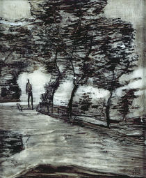 Park path, with tall man and dog von Paul Klee