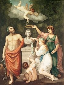 Aesculapius, Flora, Ceres and Cupid Honouring the Bust of Linnaeus by English School