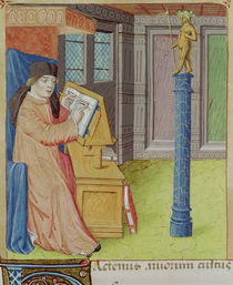 Ms 493 fol.29r Virgil writing before Artemis by French School