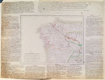 Map of Galicia with the route of the French army and a log by French School