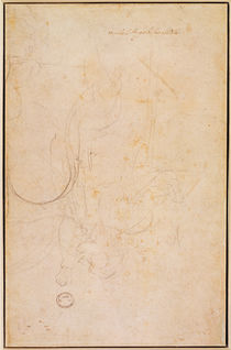Sketch of a figure with artist's signature von Michelangelo Buonarroti