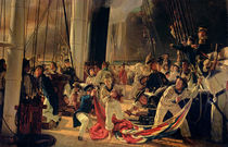 On the deck during a sea battle von Francois Auguste Biard