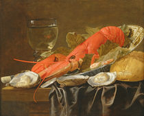 Still life with lobster, shrimp von Christiaan Luykx or Luycks