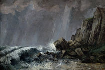 Downpour at Etretat von Gustave Courbet