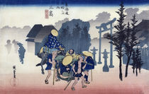 Morning Mist at Mishima, from the series '53 Stations of the Tokaido' von Ando or Utagawa Hiroshige