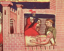 Caring for an injured man in a castle von Italian School