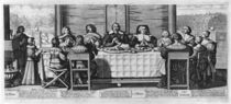 A Protestant family blessing the meal von Abraham Bosse