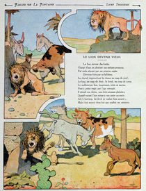 The Ageing Lion, from the 'Fables' by Jean de la Fontaine 1906 by Benjamin Rabier