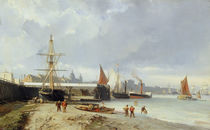 The Docks on the Bank at Greenwich von Julius Hintz