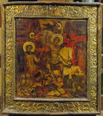 Icon depicting St. George and St. Demetrius by Russian School