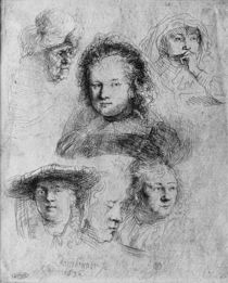 Six heads with Saskia van Uylenburgh in the centre by Rembrandt Harmenszoon van Rijn