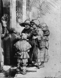Beggars on the Doorstep of a House by Rembrandt Harmenszoon van Rijn