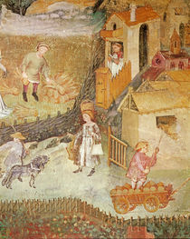 The Month of August, detail of a farm by Bohemian School
