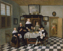 Family Group at Dinner Table by Quiringh Gerritsz. van Brekelenkam