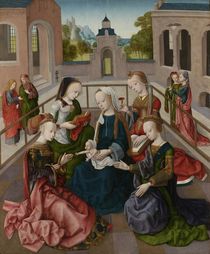 The Virgin and Child with Four Holy Virgins von Master of the Virgo Inter Virgines