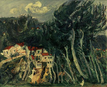 Ch. Soutine, Dorf links, Bäume rechts von klassik art