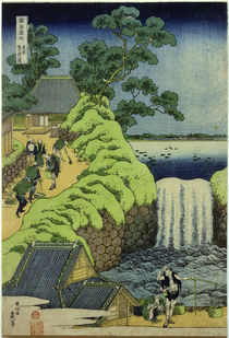 Hokusai, Aoigaoka-Wasserfall / Mehrfarbendruck um 1833 von klassik art