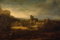 Rembrandt / Landscape with Drawbridge by klassik art