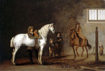 A. van Calraet, Weißes Pferd in einer Reitschule von klassik art