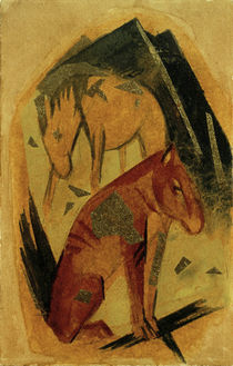 Franz Marc, Zwei Pferde vor blauem Berg by klassik art