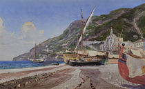 Amalfi, Fischerboote am Strand / Aquarell von H.Hermanns by klassik art