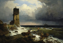 A.Achenbach, Große Marine mit Leuchtturm by klassik art